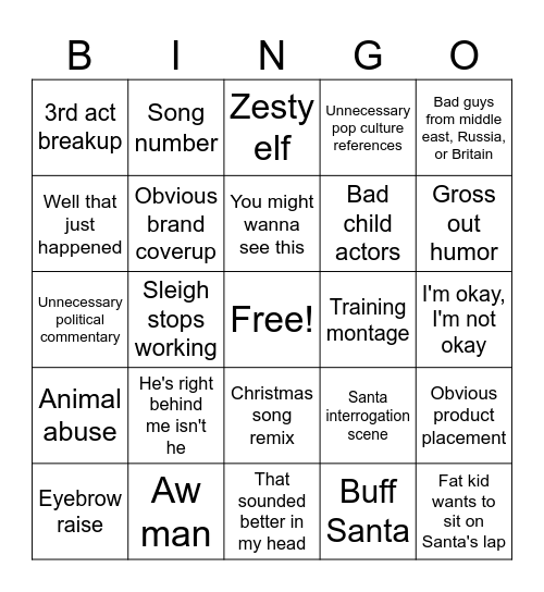 Red One bingo Card