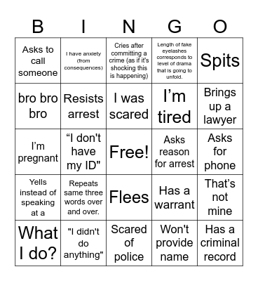 Police bingo Card