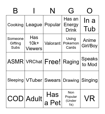 Twitch Bingo Card