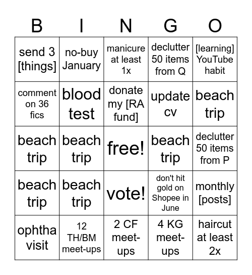 Bingo 2025 Bingo Card