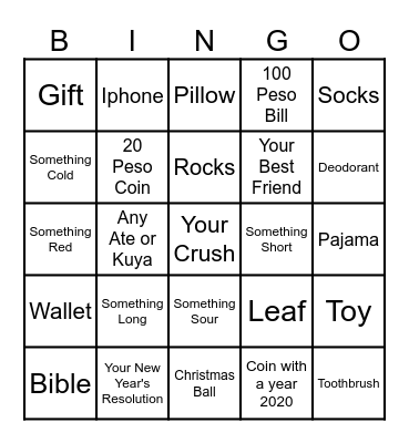 Christmas Bingo Card