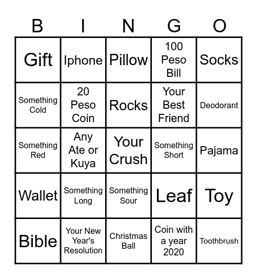 Christmas Bingo Card