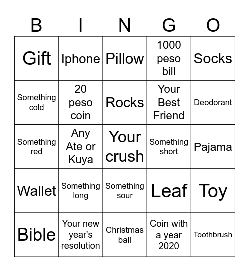 Christmas Bingo Card