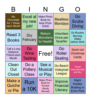 Lauren’s 2025 Bingo Card