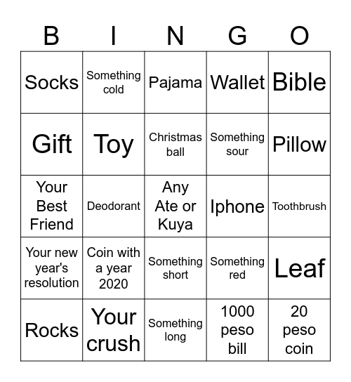 Christmas Bingo Card