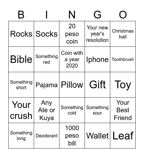 Christmas Bingo Card