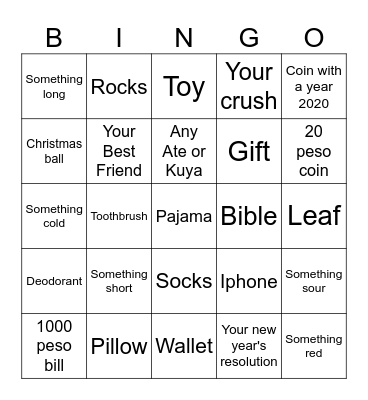 Christmas Bingo Card