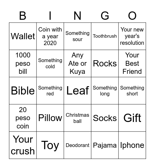 Christmas Bingo Card