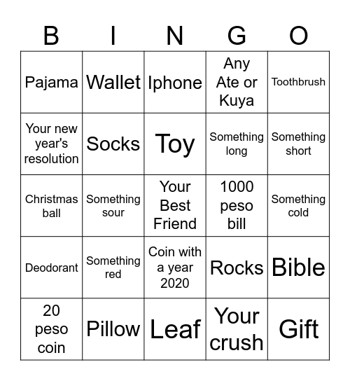 Christmas Bingo Card