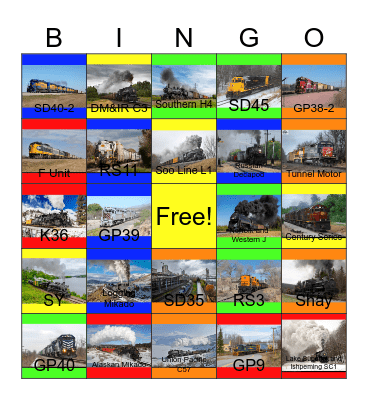 Freight Train Enthusiasts Bingo Card