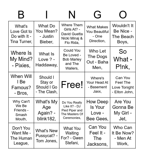 questions Bingo Card