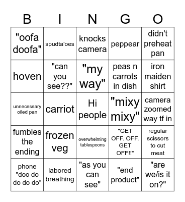 kay's cooking Bingo Card