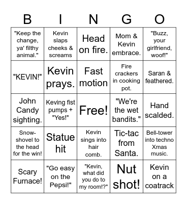 Home Alone Bingo Card