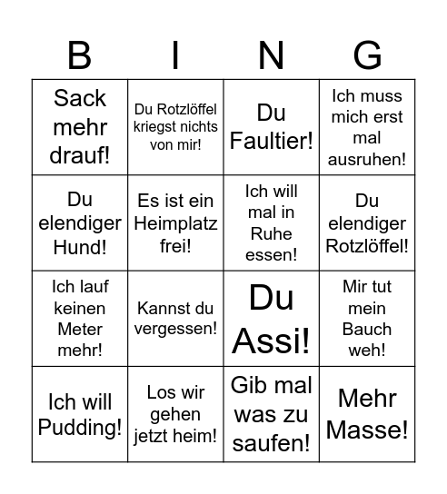 Basti Bingo Card