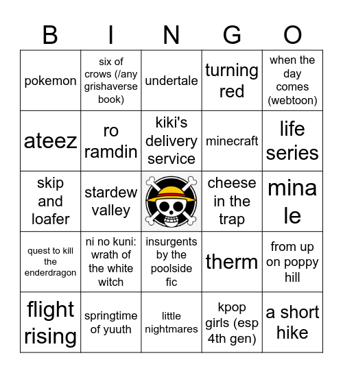 my interests... Bingo Card