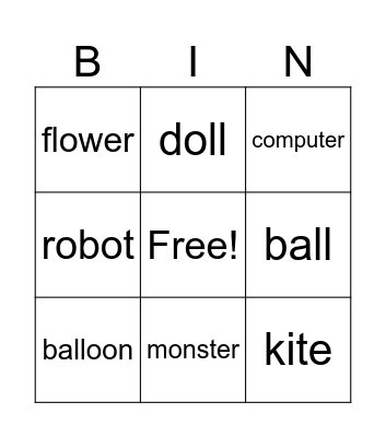 Toys Bingo Card