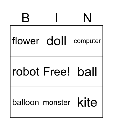 Toys Bingo Card