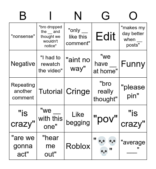 Brainrot Bingo Card