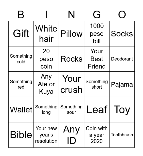 Christmas Bingo Card