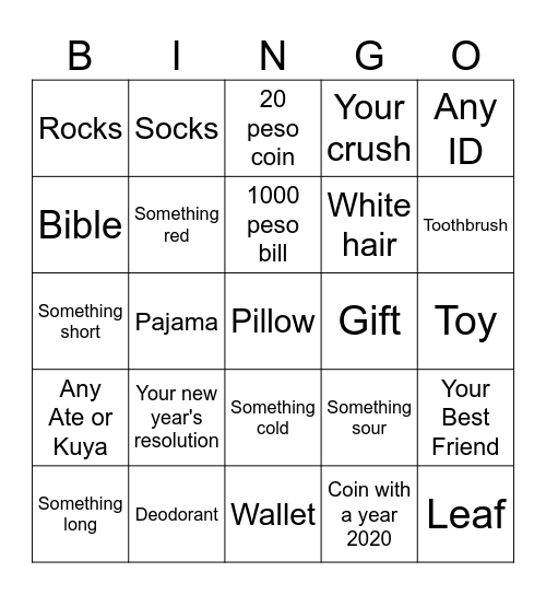 Christmas Bingo Card