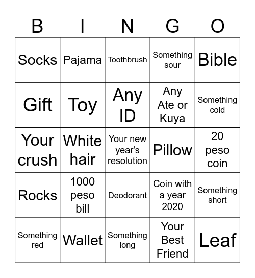 Christmas Bingo Card