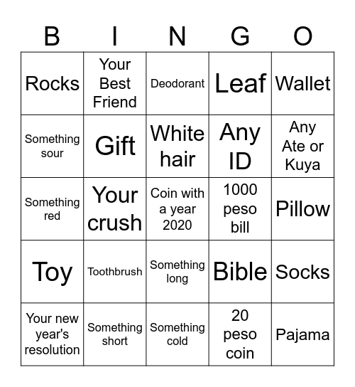 Christmas Bingo Card