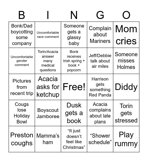 Christmas Bingo Card