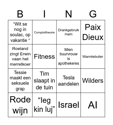 Kerstmis bij pap Bingo Card