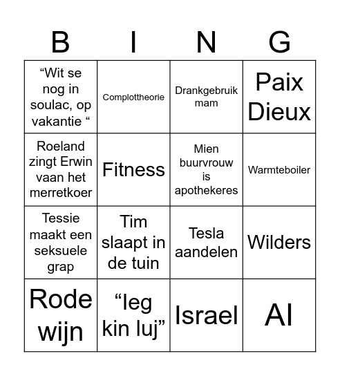 Kerstmis bij pap Bingo Card