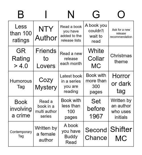 2025 New Release Bingo Card