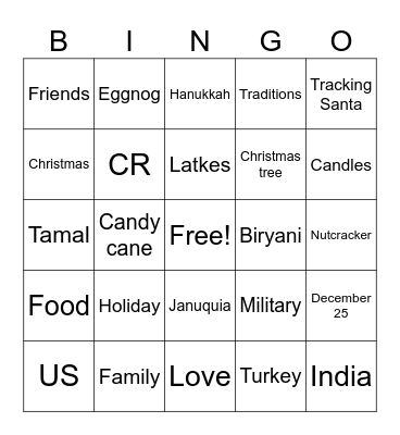 MIL Christmas Bingo Card