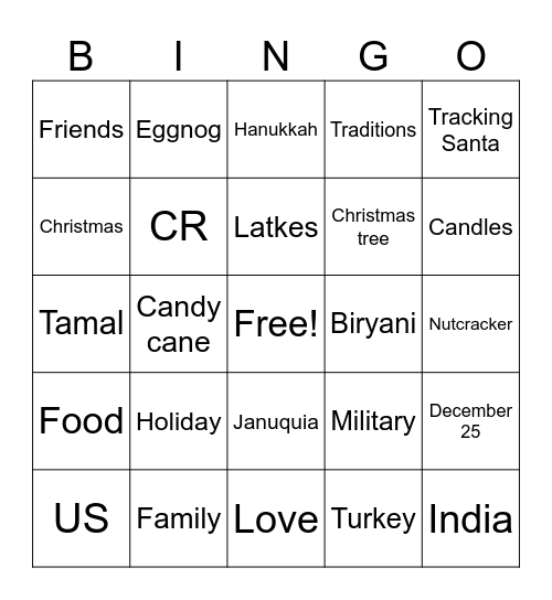 MIL Christmas Bingo Card