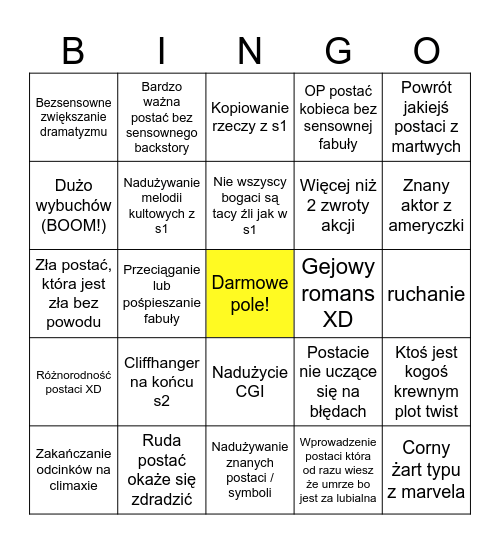 Squid Game 2 - komrecjalizacja Bingo Card