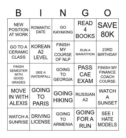 BINGO 2025 Bingo Card