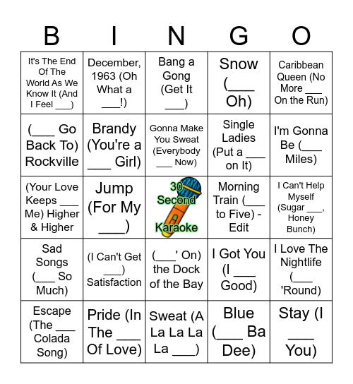 (Parentheses) Do you know the rest? Bingo Card