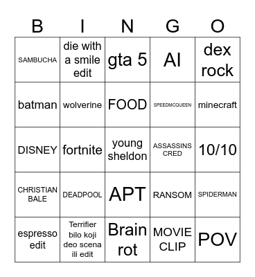 Untitled Bingo Card