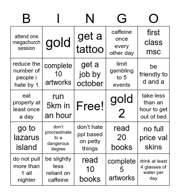 blah Bingo Card