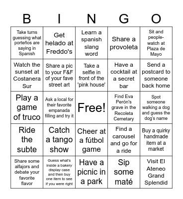 BUENOS AIRES Bingo Card