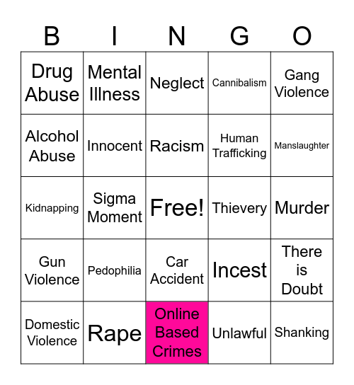 (○｀ 3′○)🩷 L&O SVA BINGO 🩷 Bingo Card