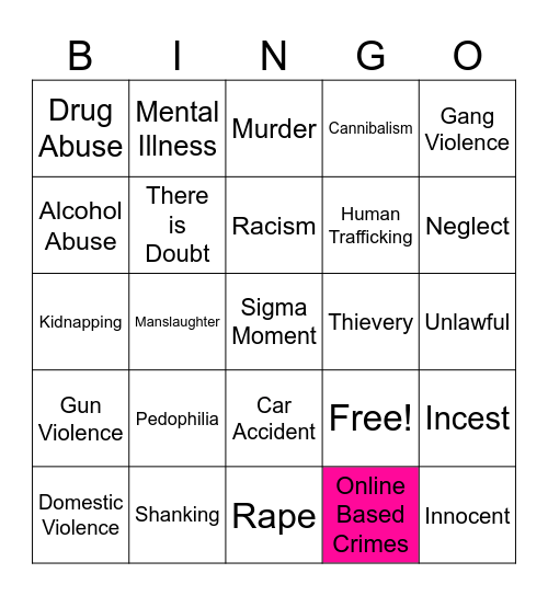 (○｀ 3′○)🩷 L&O SVA BINGO 🩷 Bingo Card