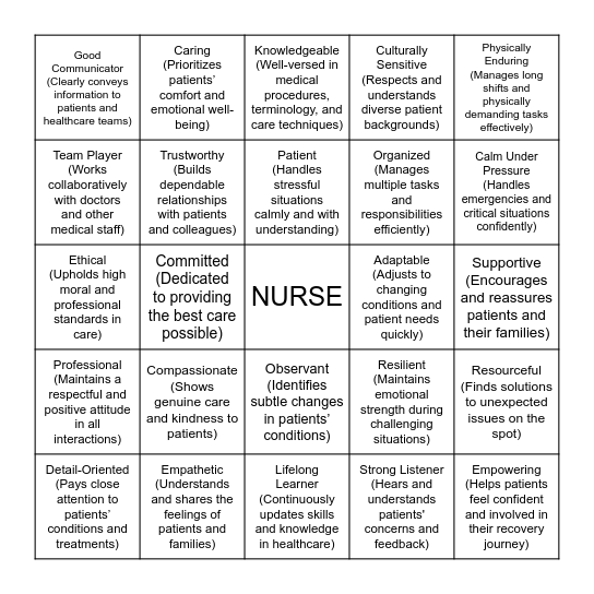 OCCUPATION Bingo Card