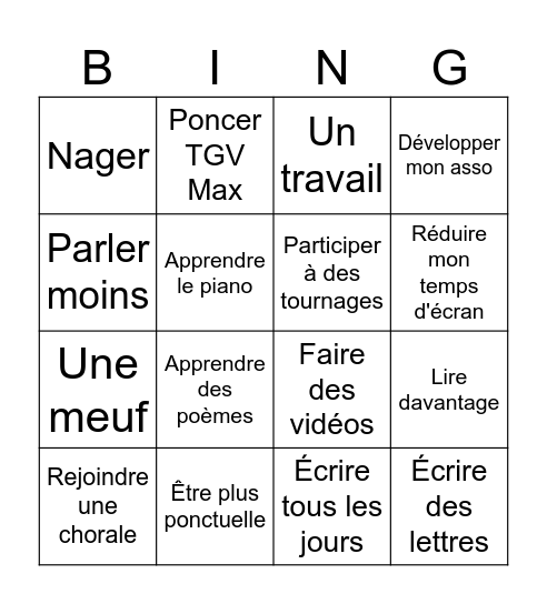 BINGO 2025 Bingo Card