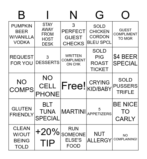 BBCGO Bingo Card