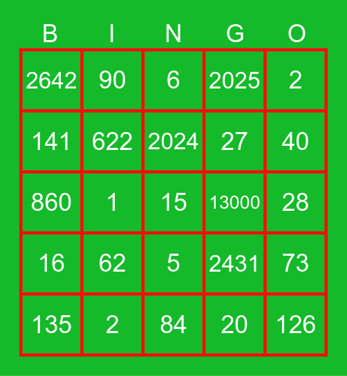 Kerst 2024 Bingo Card