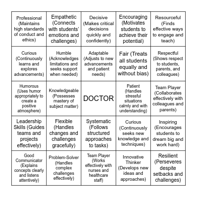 OCCUPATION Bingo Card