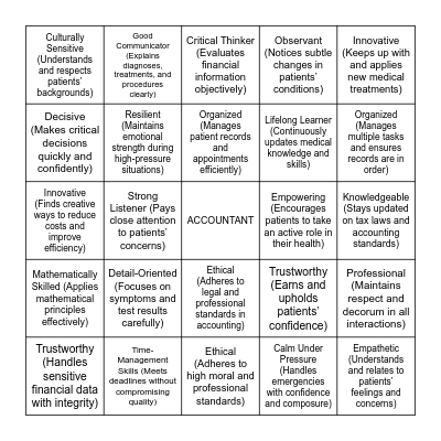 OCCUPATION Bingo Card
