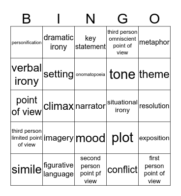 Bingo "B" Bingo Card