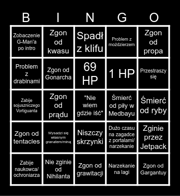 Black Mesa Bingo Card