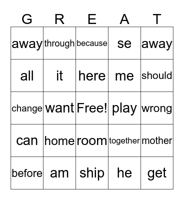 GIER'S GREAT BINGO Card