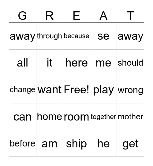 GIER'S GREAT BINGO Card